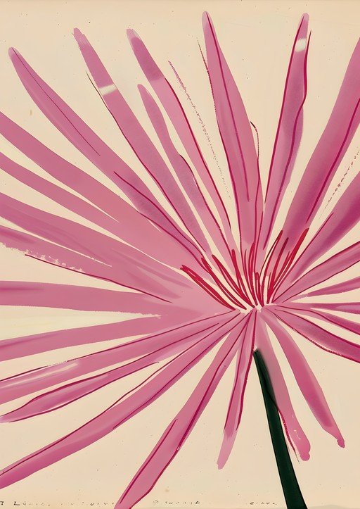 Vibrant Pink Palm Frond Art