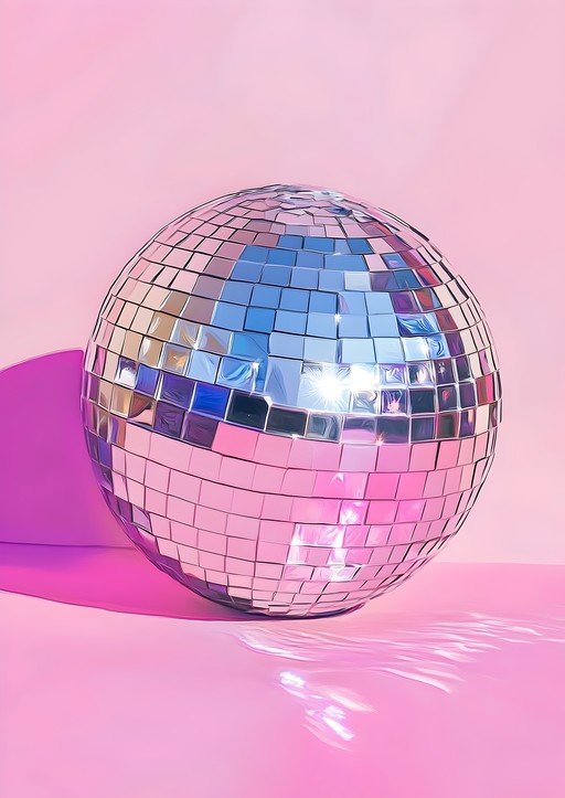 Disco Ball on Pink Background