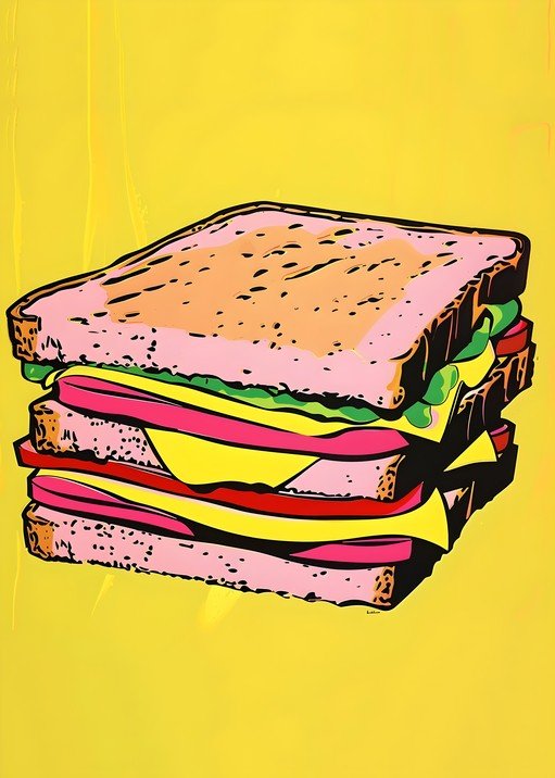 Pop Art Sandwich on Yellow Background