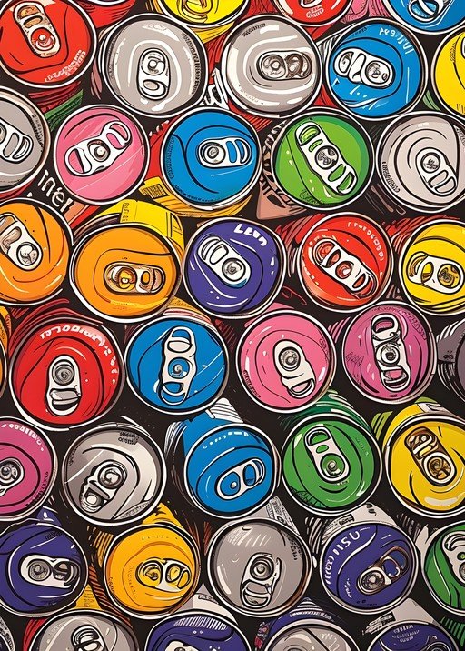 Vibrant Pop Art Collection of Soda Cans