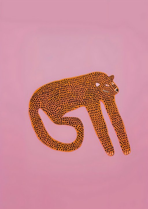 Stylized Leopard Illustration on Pink Background