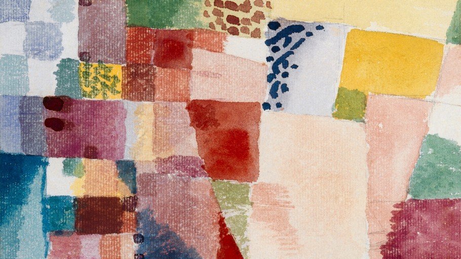 Abstract Watercolor Composition with Geometric Shapes