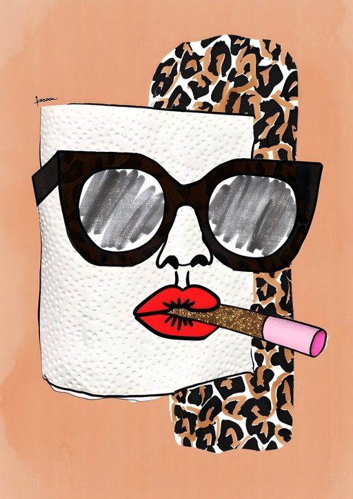 Glamorous Toilet Paper with Sunglasses and Lipstick