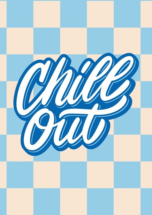 Chill Out Retro Typography with Checkerboard Background