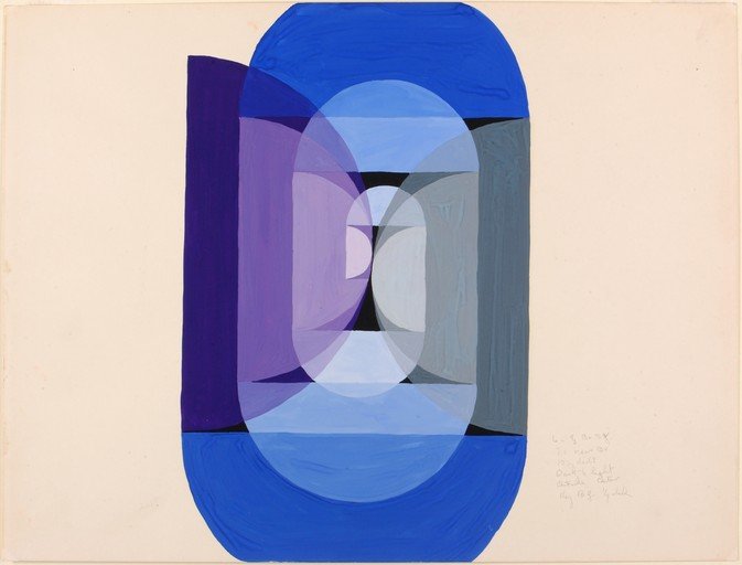 Abstract Geometric Composition in Blue and Purple