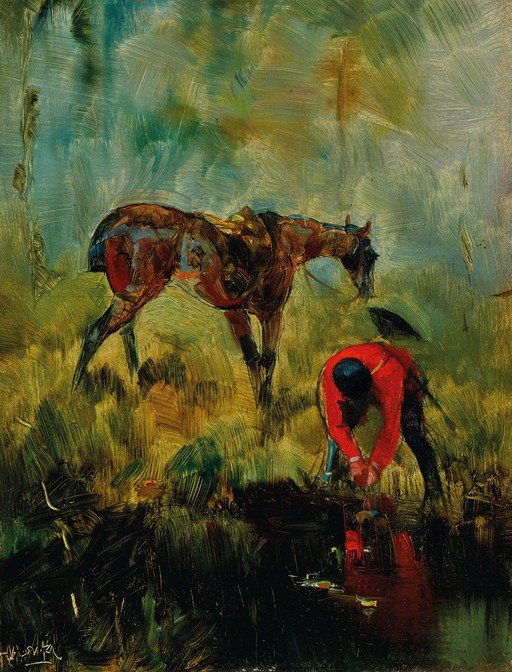 Equestrian Scene with Jockey and Horse