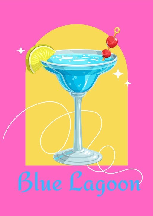 Blue Lagoon Cocktail Illustration