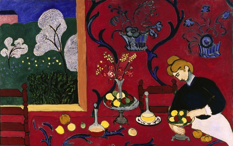 Woman with a Hat, Still Life with Fruit and Flowers