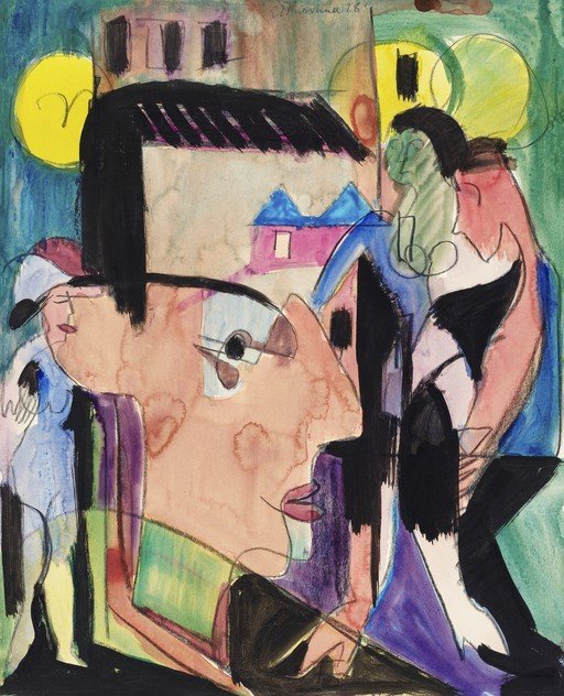 Abstract Portrait with Figures and Buildings