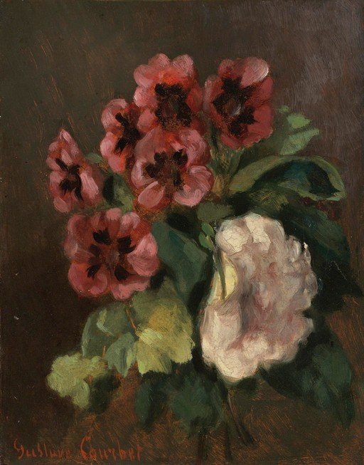 Gustave Courbet's Pink and White Flowers Still Life