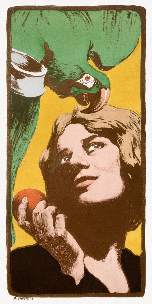 Woman and Parrot with Apple