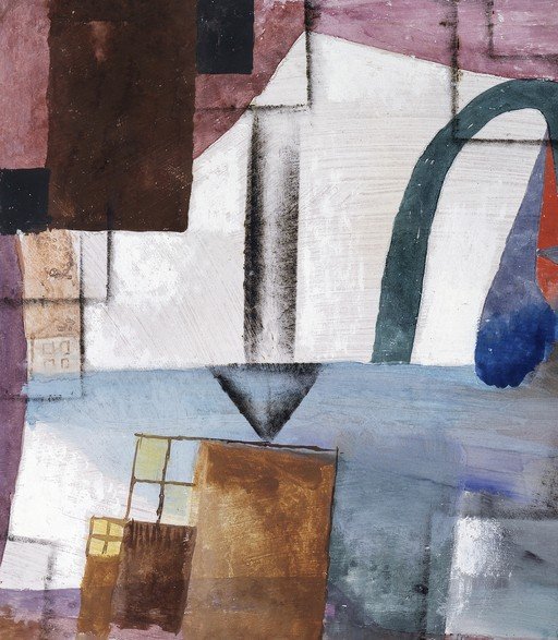 Abstract Composition with Geometric Shapes and Architectural Elements