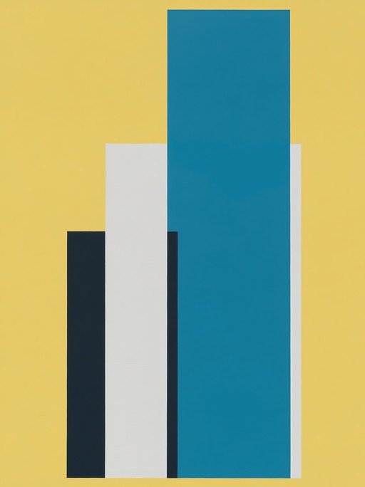 Abstract Geometric Composition with Blue, White, and Yellow