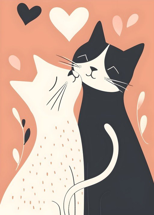 Two Cats Sharing a Tender Moment