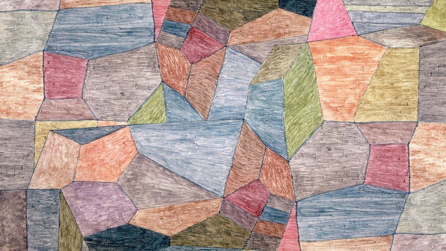 Abstract Geometric Mosaic with Textured Colors