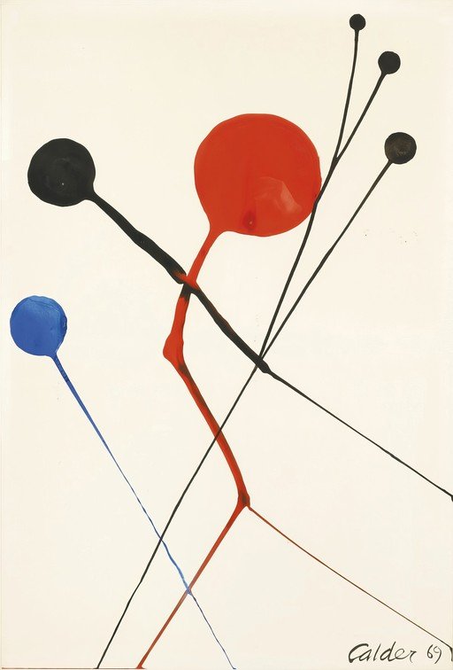 Abstract Composition with Red, Black, and Blue Forms