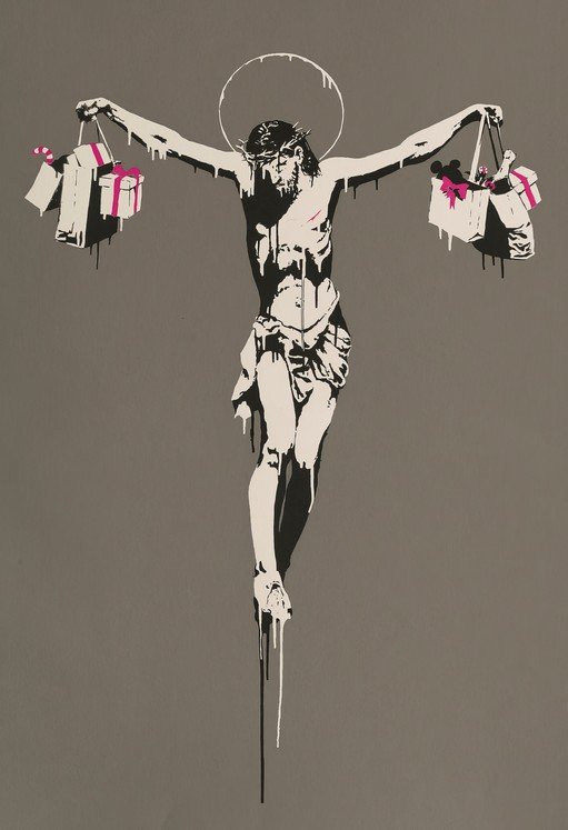 Jesus Christ Carrying Shopping Bags
