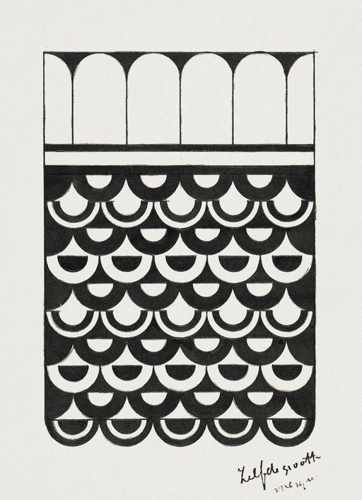 Art Deco Arch and Scale Pattern Illustration
