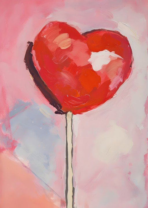 Abstract Heart Lollipop Painting