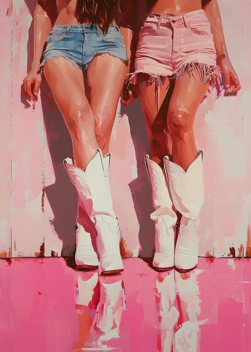 Two Women in Denim and Cowboy Boots