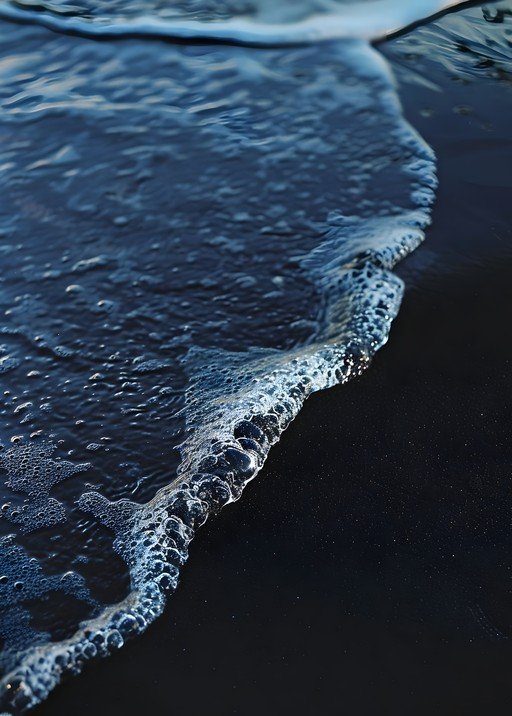Dark Wave on Black Sand Beach