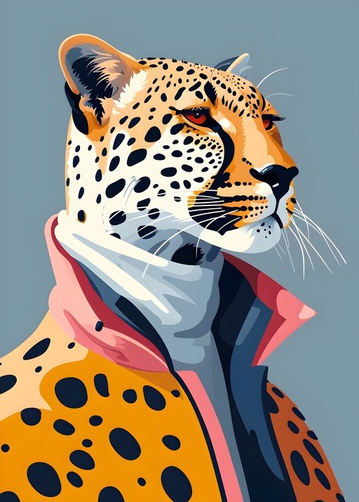 Stylish Cheetah Portrait with Modern Attire