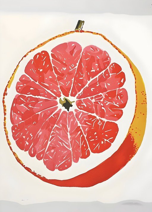 Vibrant Grapefruit Slice Art
