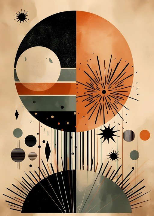 Abstract Geometric Mid-Century Modern Art