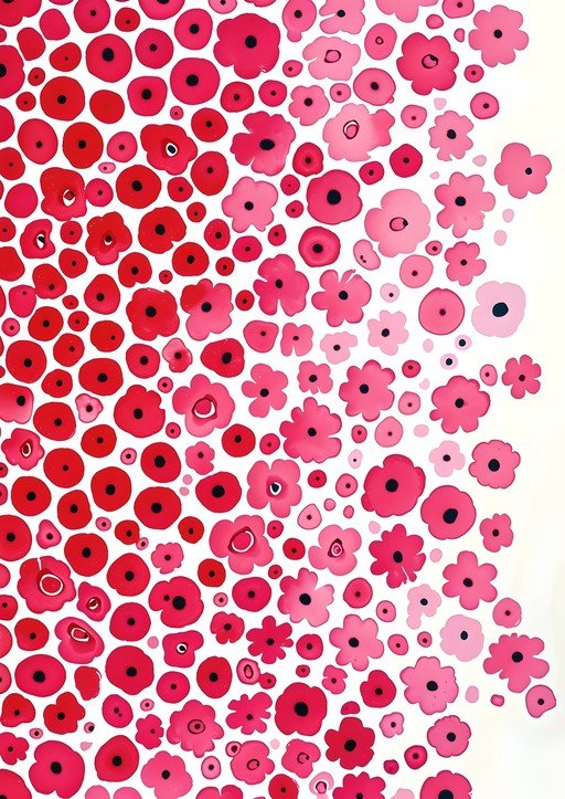 Abstract Floral Pattern in Shades of Pink and Red
