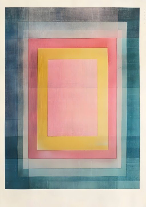 Abstract Geometric Composition with Pastel and Teal Hues