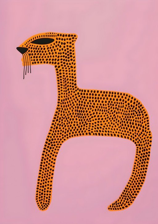 Stylized Cheetah Illustration on Pink Background