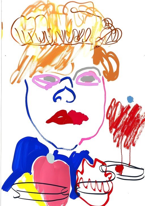 Abstract Portrait with Bold Colors and Expressive Lines