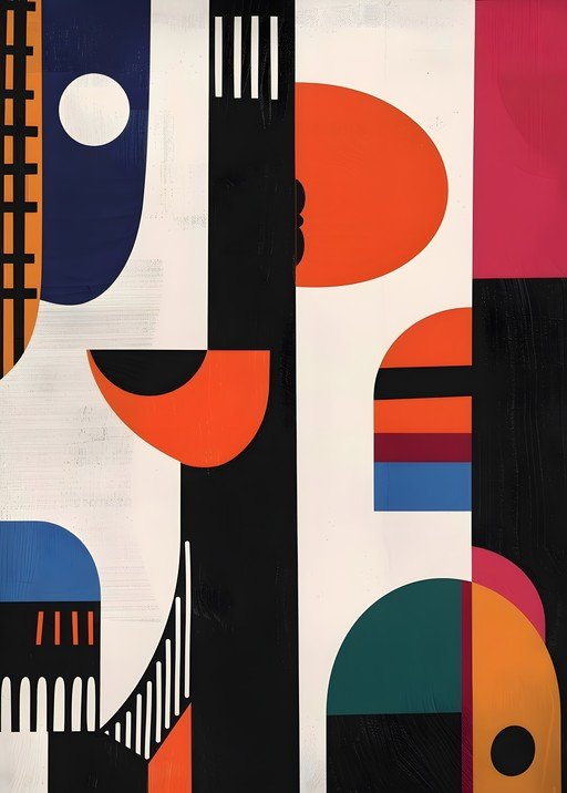 Abstract Geometric Composition with Bold Colors