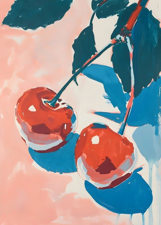 Vibrant Cherry Still Life Painting