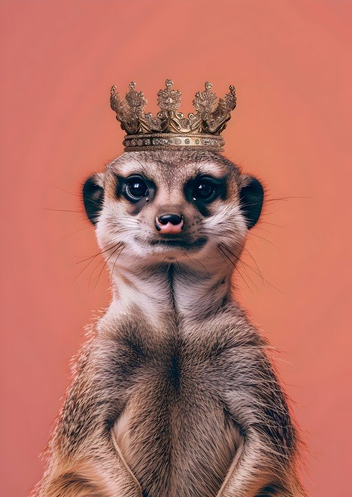 Regal Meerkat Wears a Golden Crown