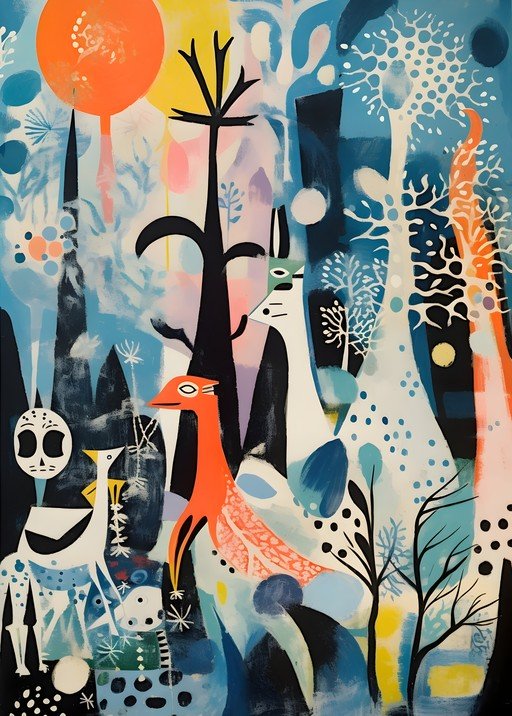 Whimsical Mid-Century Modern Animal and Nature Art