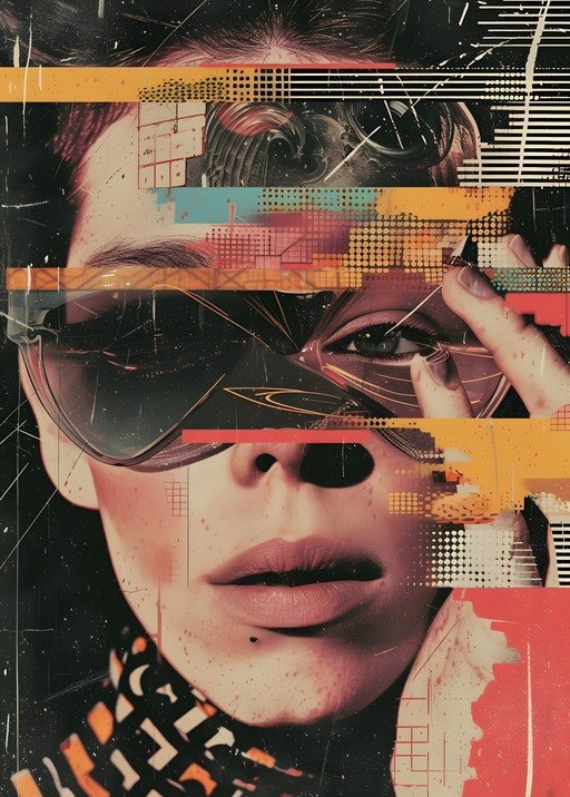 Abstract Portrait with Glitch Art and Sunglasses