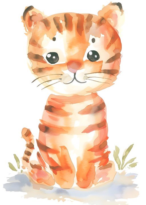 Cute Watercolor Tiger Cub Illustration