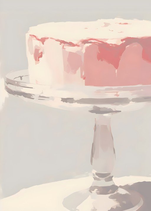 Delicate Pink Frosted Cake on Pedestal