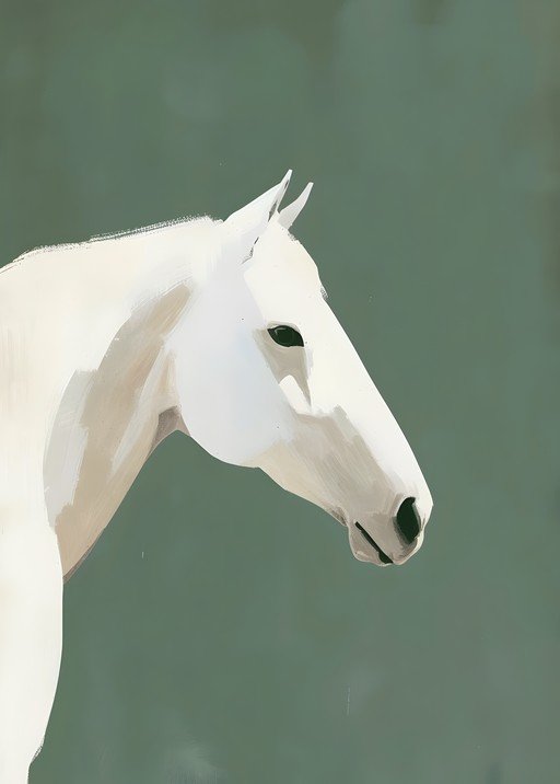 Minimalist White Horse Portrait