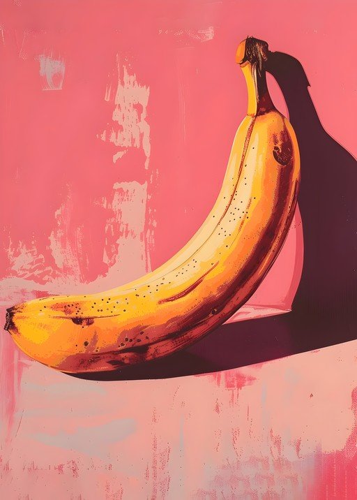 Pop Art Banana on Pink Background