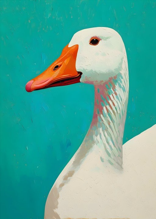 Vibrant Portrait of a White Goose