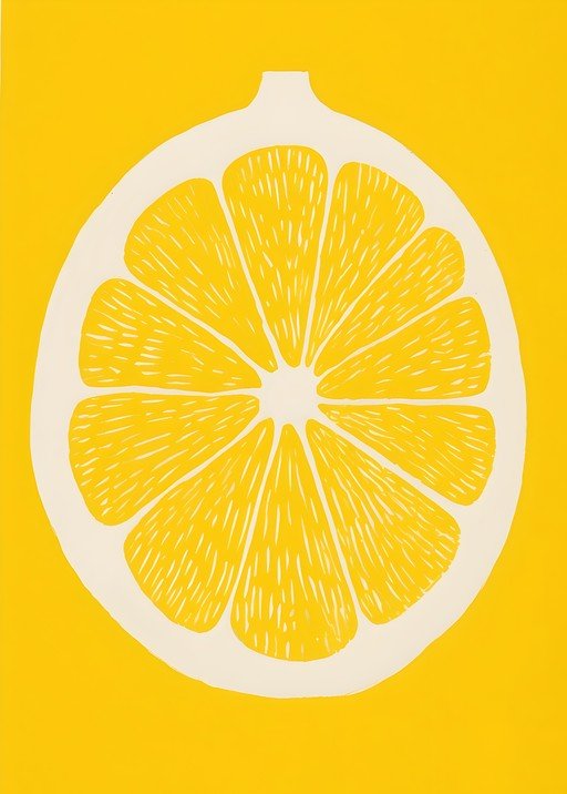 Stylized Lemon Slice on Yellow Background