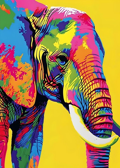 Vibrant Pop Art Elephant Portrait