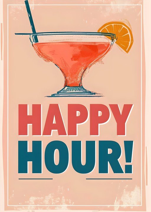 Happy Hour Cocktail Poster