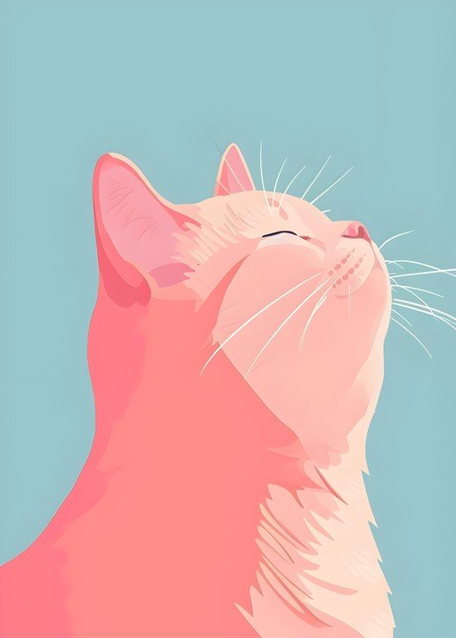 Pink Cat Enjoying Sunlight