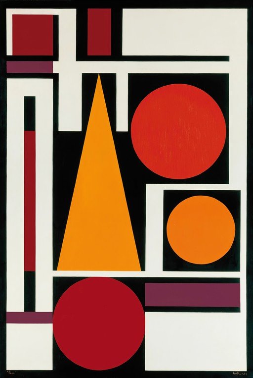 Geometric Abstract Composition with Circles and Triangle