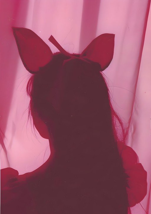 Silhouette of Person with Cat Ears Headband
