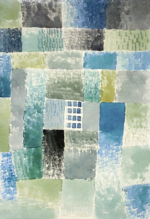 Abstract Watercolor Blocks in Blue and Green