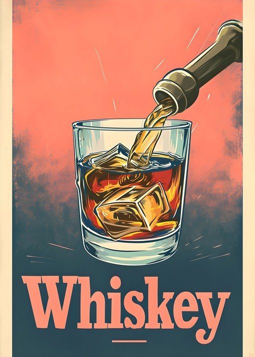 Whiskey Pouring into Glass with Ice